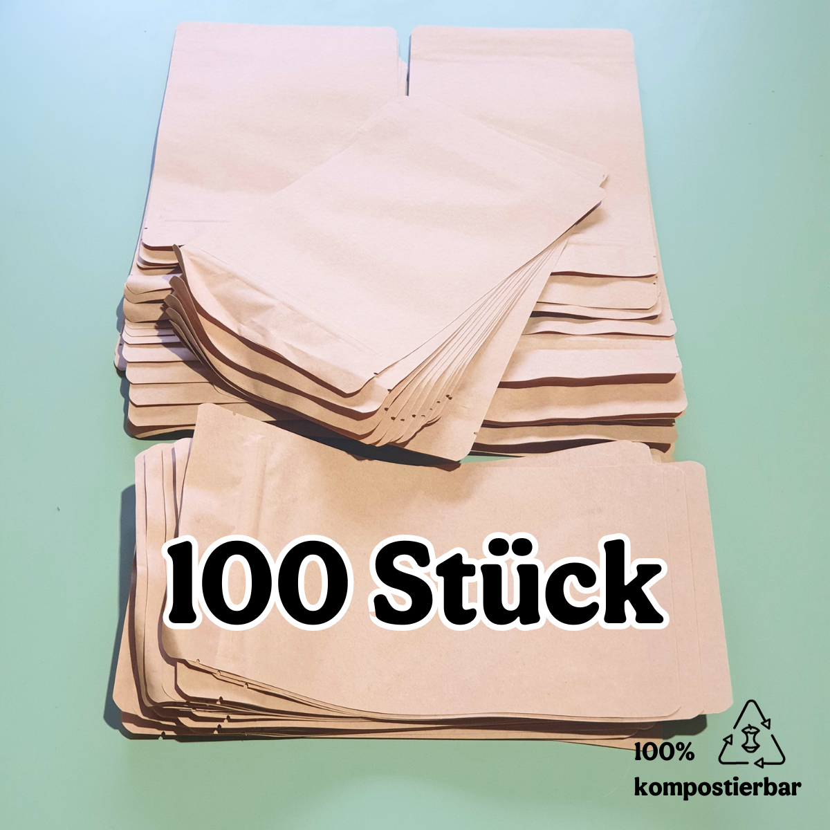 Standbodenbeutel aus Kraftpapier mit plastikfreier Beschichtung und Druckverschluss - kompostierbar
