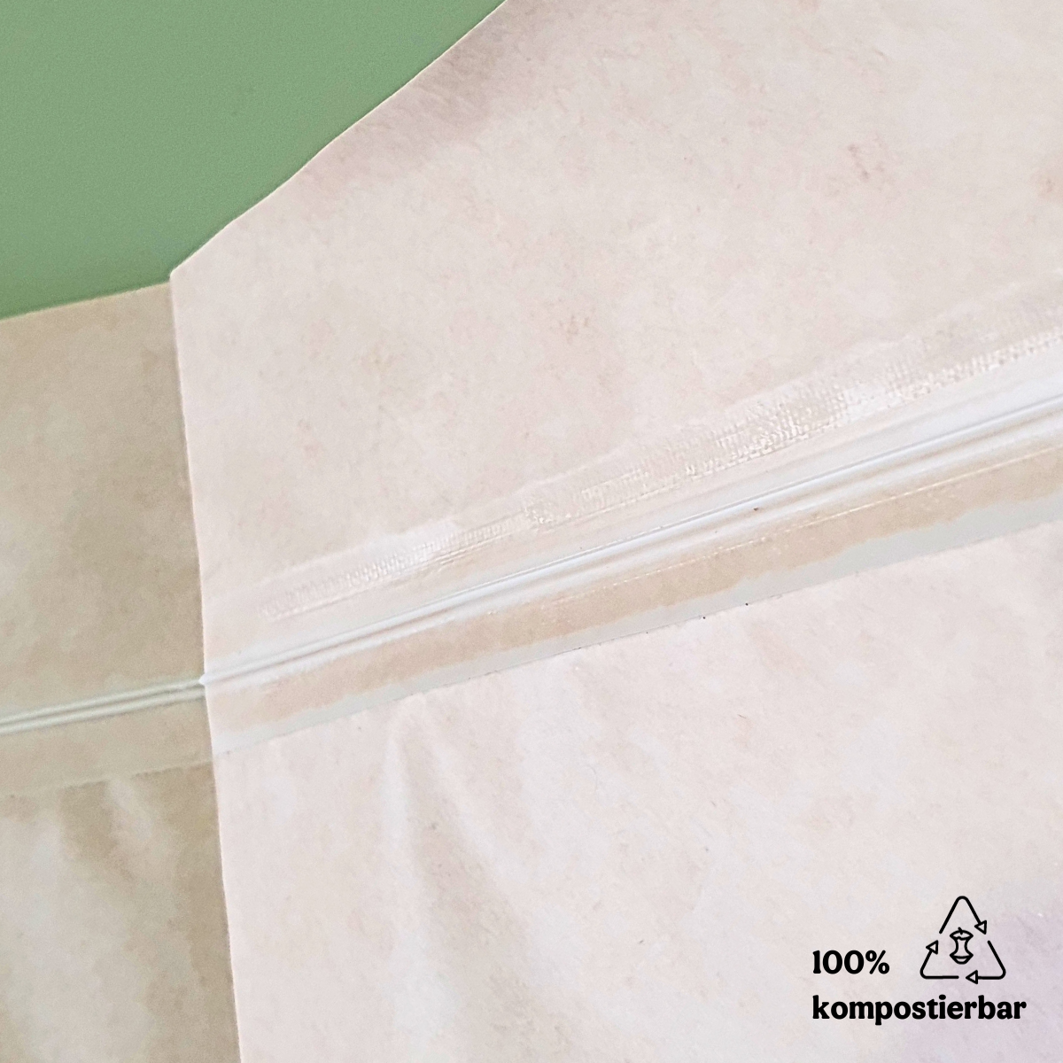 Standbodenbeutel aus Kraftpapier mit plastikfreier Beschichtung und Druckverschluss - kompostierbar