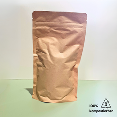 Standbodenbeutel kompostierbar (160  x 270x 80 mm)  aus Kraftpapier mit plastikfreier Beschichtung und Druckverschluss - kompostierbare DOYPACKS