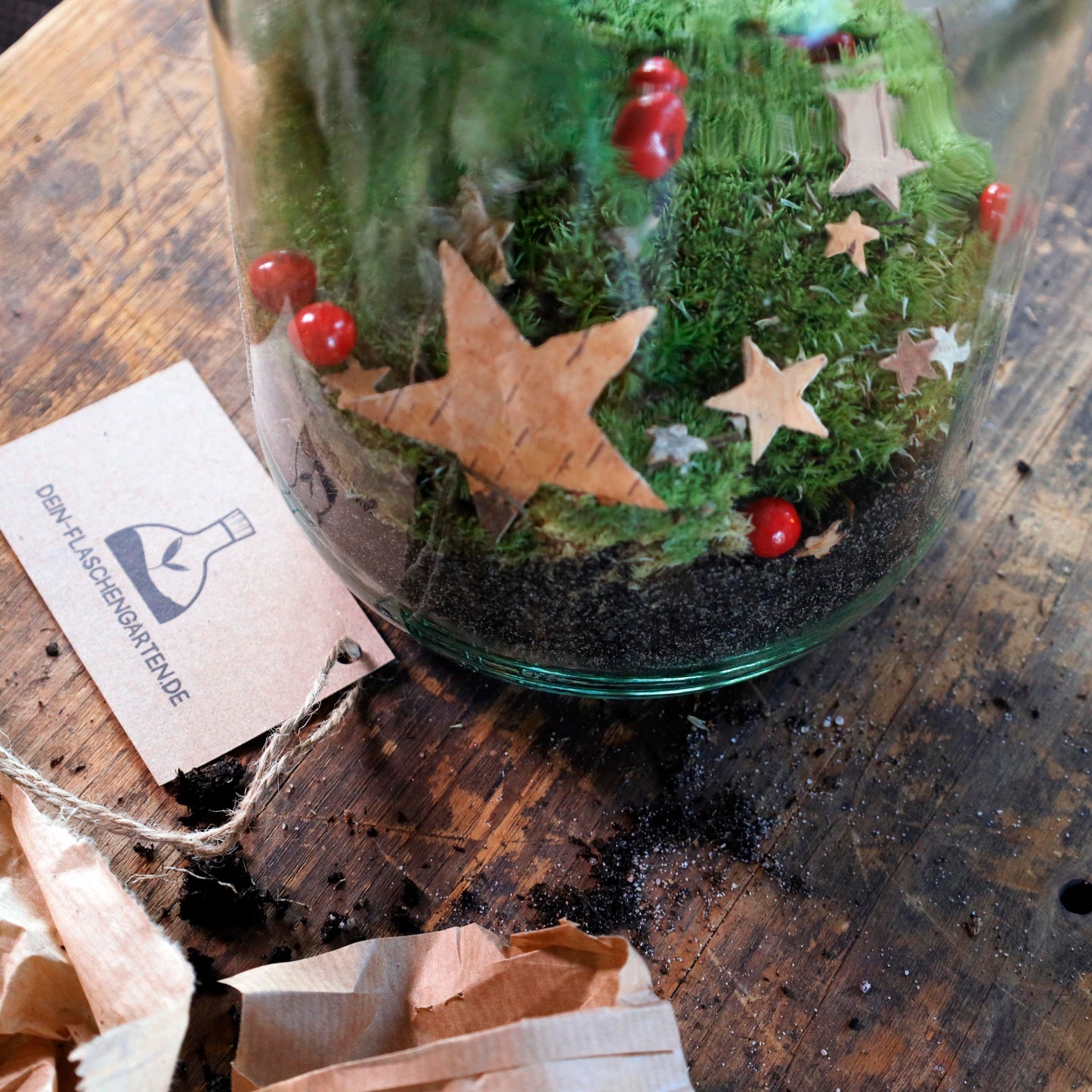 Weihnachtlicher Flaschengarten