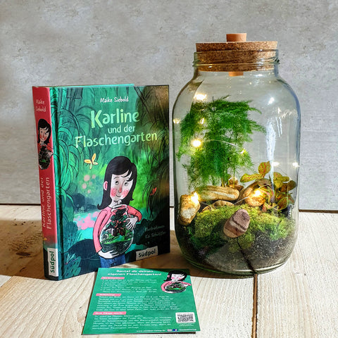 Karline und der Flaschengarten - Kinderbuch und Flaschengarten