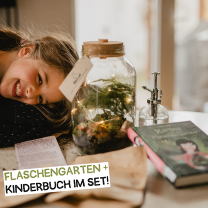 Karline und der Flaschengarten - Kinderbuch und Flaschengarten