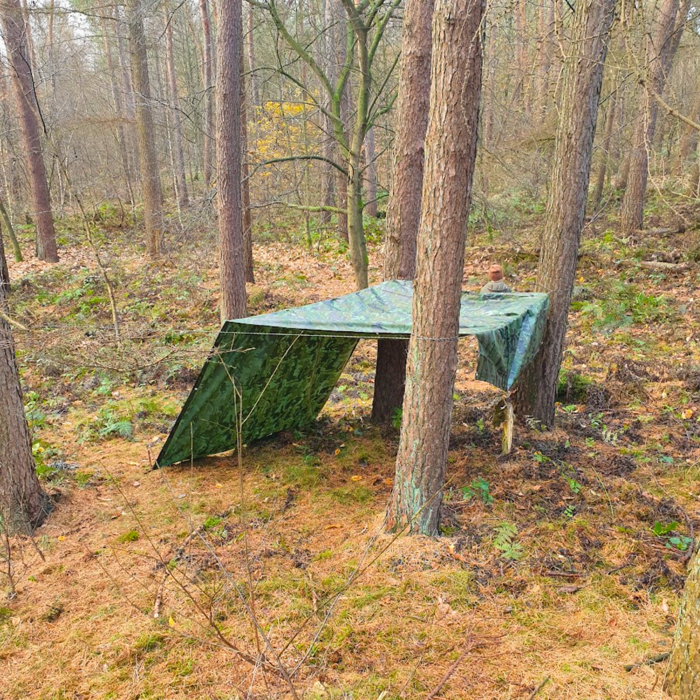 Getarnter Unterschlupf für die ganze Bande - Komplettset zum Budenbau im Wald