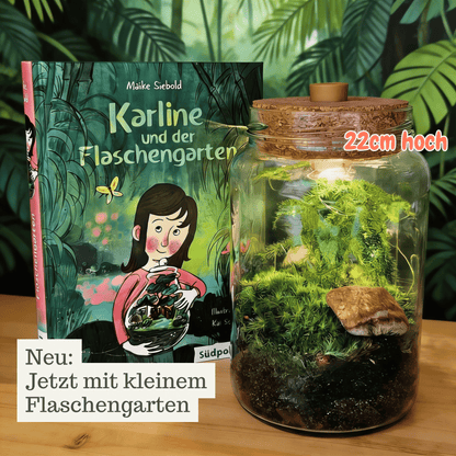 Karline und der Flaschengarten - Kinderbuch und Flaschengarten