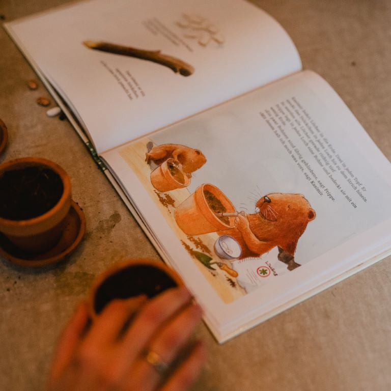 "Kasimir pflanzt weiße Bohnen" - Pflanzset mit Kinderbuch ab 4 Jahren